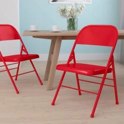 New 💯 Helder Folding Chairs Hercules Series Triple Braced And Quad Hinged Metal Folding Chair 🛒 -Tables & Chairs Shop inuseFLSH341