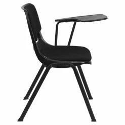 Coupon 😉 Break Room Chairs Flash Furniture Black Padded Ergonomic Shell Chair With Flip-Up Tablet Arm 🔔 -Tables & Chairs Shop inuseFLSH977