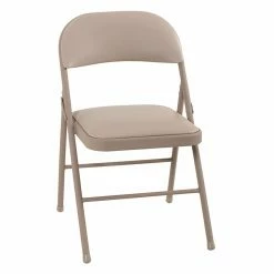 Discount ✨ Folding Chairs Cosco Vinyl Folding Chair - Antique Linen - 4 Pack ❤️