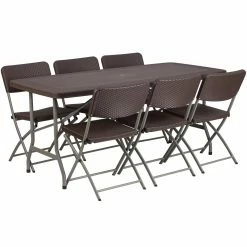 Best reviews of 😍 Rectangle Folding Tables & Chairs Flash Furniture Rattan Plastic Folding Table Set ❤️