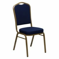 Deals 🎉 Fuding Dba Tianjin Liwang Break Room Chairs Hercules Series CrowBack Stacking Banquet Chair With 2.5 In. Thick Seat - Gold Frame 😉