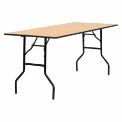 Best Sale 😍 Flash Furniture Rectangle Folding Tables & Chairs Rectangular Folding Banquet Table With Clear 🧥 Coated Finished Top - 72 In. 👏