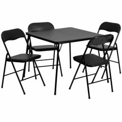 Buy ⌛ Square Folding Tables & Chairs Flash Furniture 5- Piece Black Folding Card Table And Chair Set ✔️