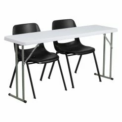 Top 10 ⭐ Flash Furniture RB-1860-2 18 X 60 In. Rectangle Folding Training Table With 2 Black Plastic Folding Chairs ⌛