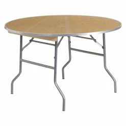 Best Pirce 👏 Round Folding Tables & Chairs Flash Furniture XA-48 48 In. Round Birchwood Folding Banquet Table 👏