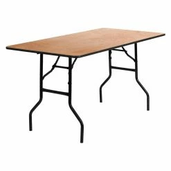Discount 👍 Rectangle Folding Tables & Chairs Flash Furniture YT-WTFT30X60 30 X 60 In. Rectangular Finished Top Wood Folding Banquet Table ❤️