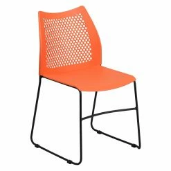 Wholesale 🔔 Break Room Chairs Flash Furniture RUT-498A Hercules Series Sled Base Stack Chair With Air-Vent Back 😍