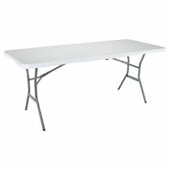 Brand new ⌛ Lifetime Products Rectangle Folding Tables & Chairs Lifetime 6 Ft. Rectangle Commercial Fold-In-Half Table - White 🔥