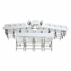 Discount ❤️ Rectangle Folding Tables & Chairs Lifetime 36 Piece 96 In. Stacking Tables And Chairs Set 🌟