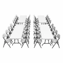 Outlet 🛒 Rectangle Folding Tables & Chairs Lifetime 36 Piece 96 In. Rectangular Tables And Chairs Set ⌛