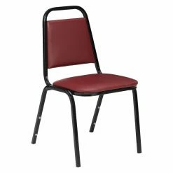 Discount 🛒 Break Room Chairs National Public Seating 9100 Series Vinyl Stacking Chair Set - Burgundy 😉