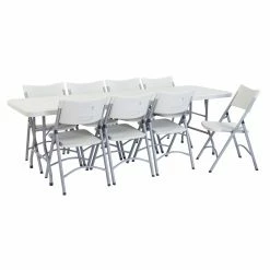 Tables & Chairs Shop 31 Promo ✔️ Rectangle Folding Tables & Chairs National Public Seating 8 Ft. Rectangular Heavy Duty Folding Table And 8 Heavy Duty Plastic Folding Chairs 🎁