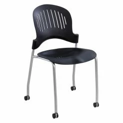 Buy 💯 Break Room Chairs Safco Zippi Plastic Stack Chairs - Black (Set Of 2) 🎉