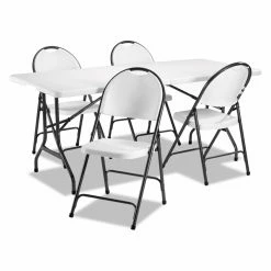 Promo 😉 Rectangle Folding Tables & Chairs Alera Fold-in-Half Resin Folding Table - White 🛒 -Tables & Chairs Shop scaleUST2454